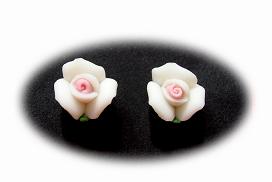 E33 White Rose Clay Stud Earrings $2.90