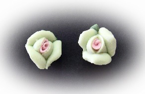 E35 Green Rose Clay Stud Earrings $2.90